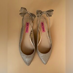Betsey Johnson - Gold Slingback Flats with Bow Details